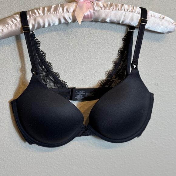 Soma bra black Embraceable Enchanting lace push up back lace insets Sz 32DD  NWT - Picture 2 of 9